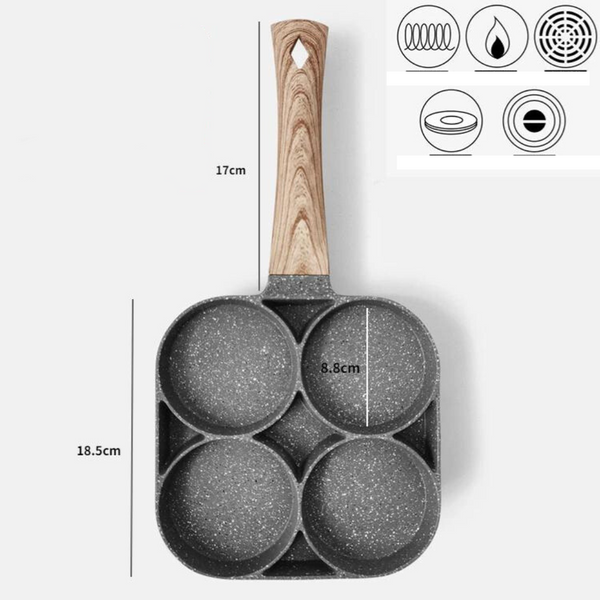 QuickCook - Stekepanne med flere seksjoner og gjennomsiktig håndtak Luvikno