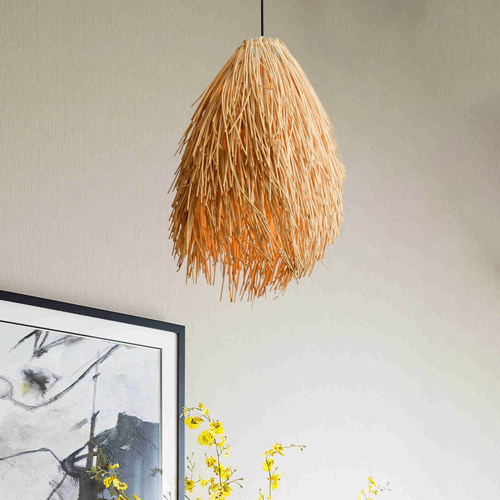 Luvikno | RattanGlow Pendellampe - Elegant rotangtopp lampe med asiatiske påvirkninger