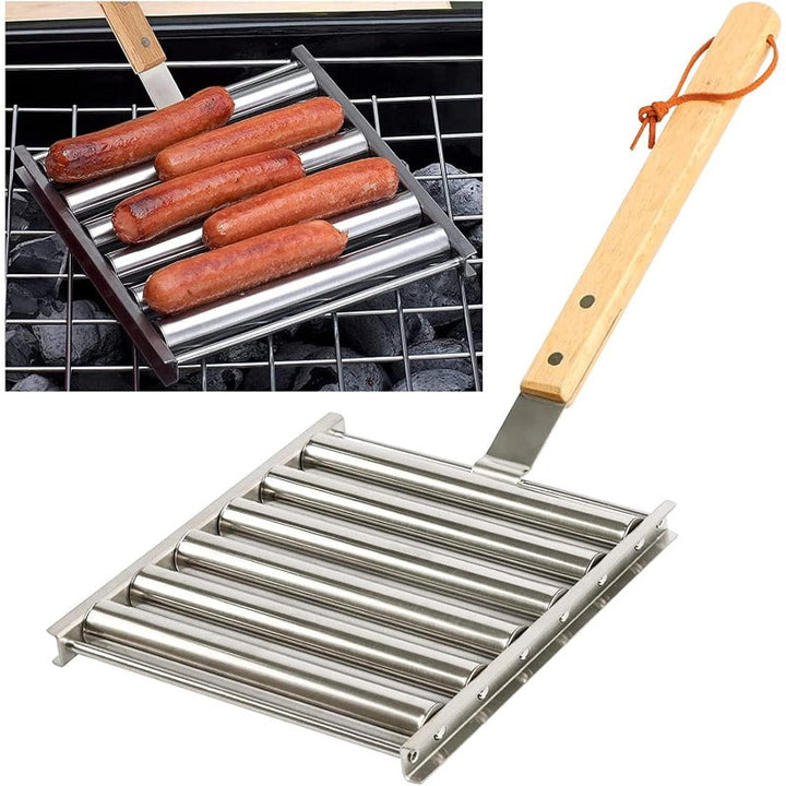 Roterende Pølsegrillstativ med Detachable Trehåndtak Luvikno