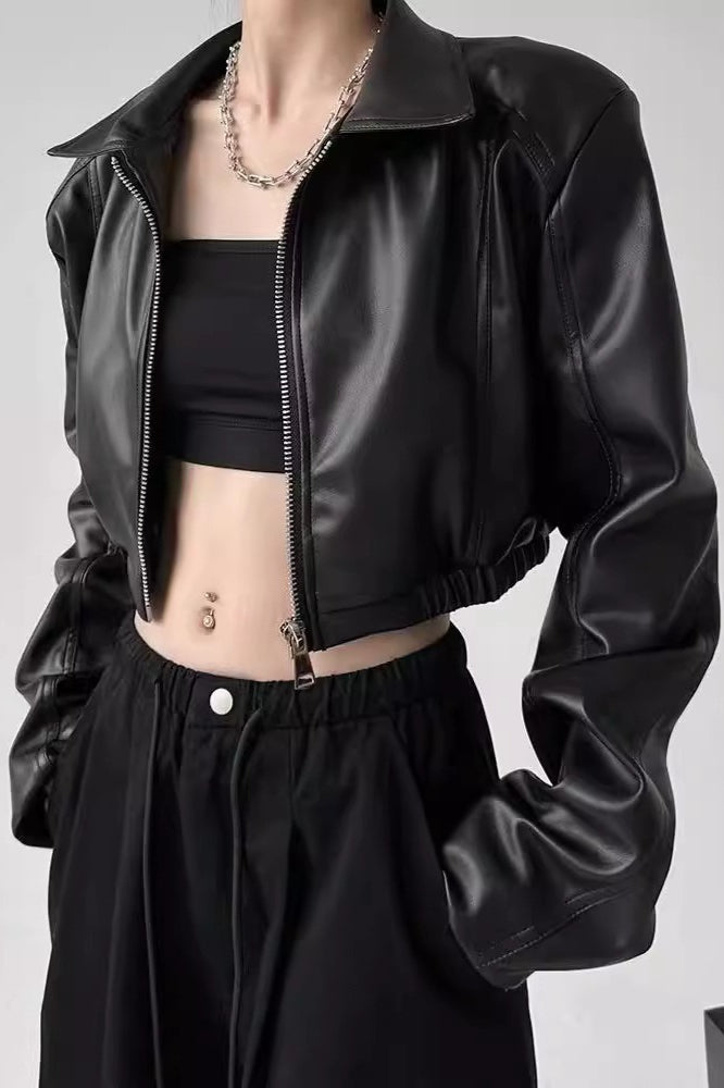Luvik | Down Collar Biker Korte Jakke