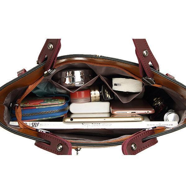 Cera - Dobbel Frontlomme Vintage Tote Håndveske | Luvikno