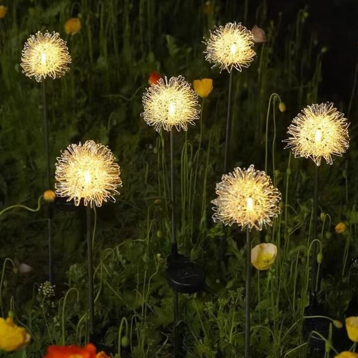 Solar Dandelion Aluminiumtråd Globe Lys LED Utendørs Vanntett Luminøs Hageinnsetting Bakkelys Landskapslys | Luvikno