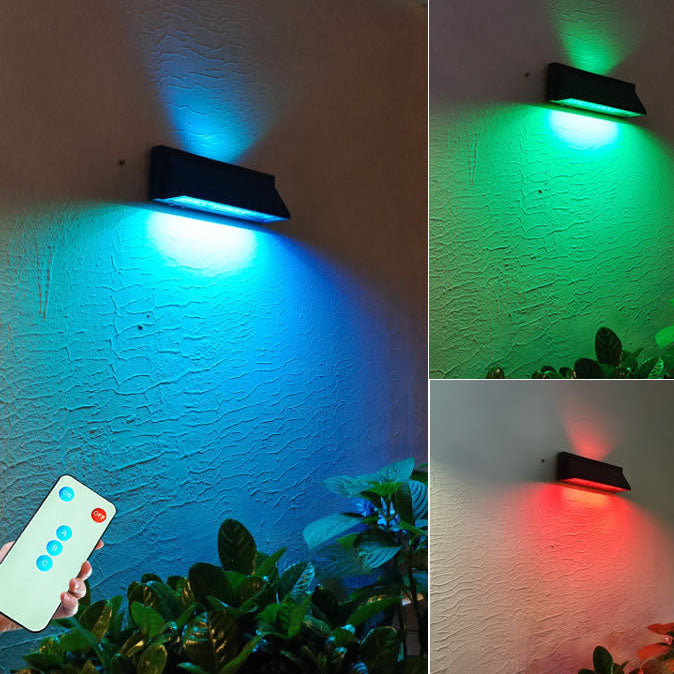 Utendørs solbelyst vanntett rektangulær skrå LED terrassevegglampe | Luvikno