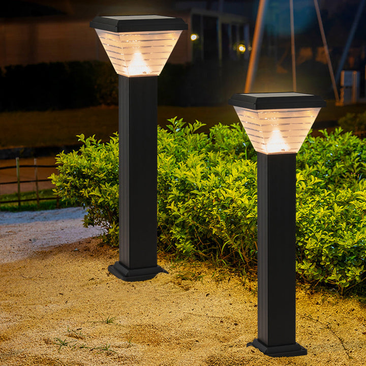 Moderne Minimalistisk Firkantet Sylinder Solvannett ABS PC LED Utendørs Lys For Hage | Luvikno