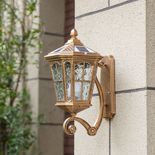 Europeisk sol utendørs lanterne aluminium glass vanntett 1-lykt vegg lampe | Luvikno
