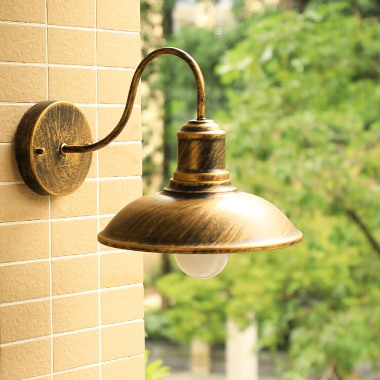 Retro Loft Dome Jern Utendørs Vanntett 1-Lyskilde Buet Arm Vegglampe | Luvikno