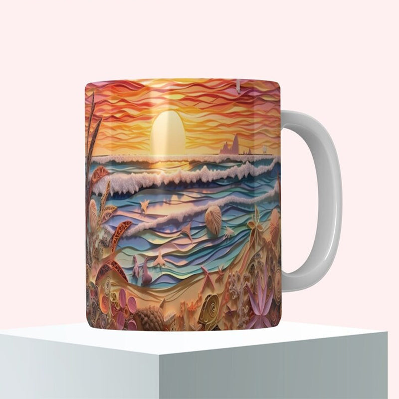 3D Ocean Beach Break Through Theme Kaffeekopp | Luvikno