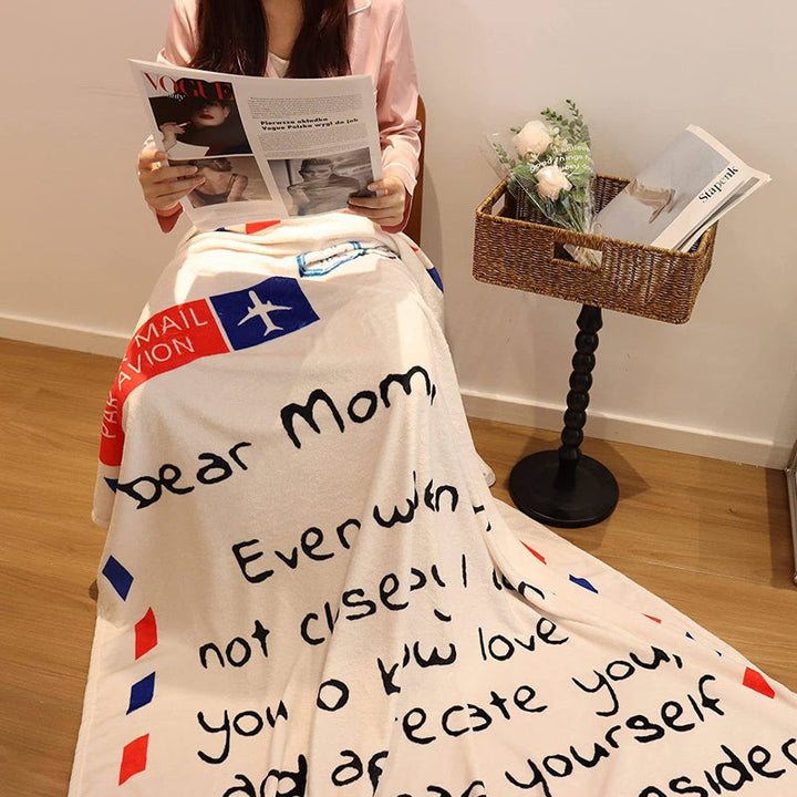 Brevtrykt flanell kasteteppe gave til mamma | Luvikno