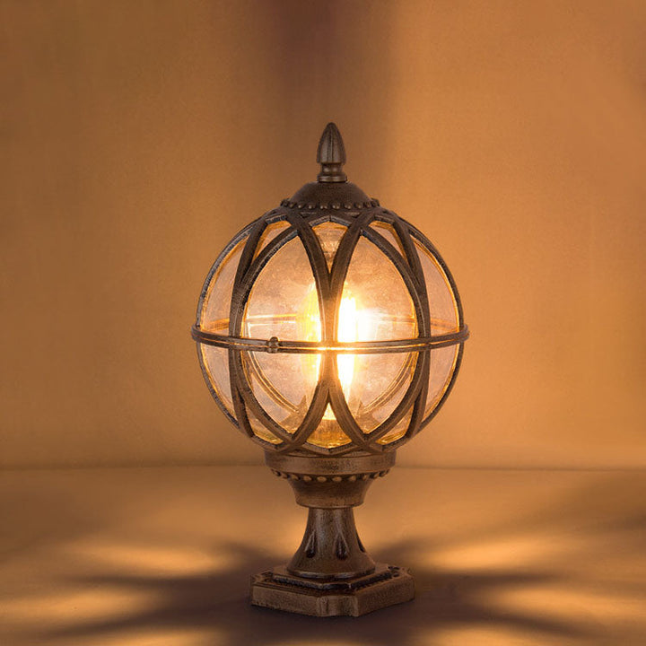 Tradisjonell kolonial globe glass aluminium 1-lys utendørs lys for hage | Luvikno