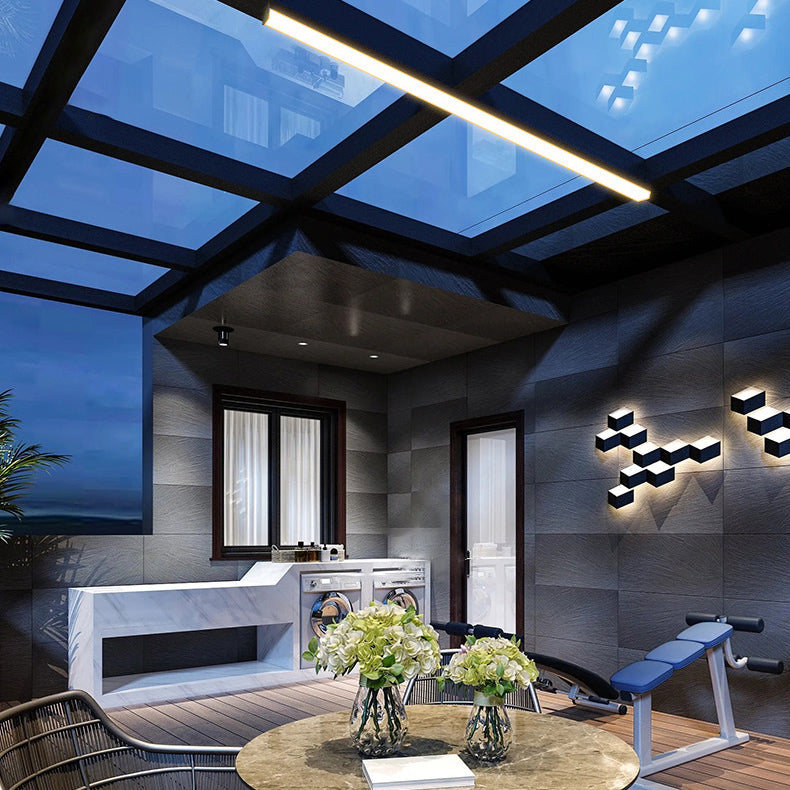 Moderne Minimalistisk Lang Rektangulær Aluminium PC LED Takmontert Lys For Utendørs Patio | Luvikno