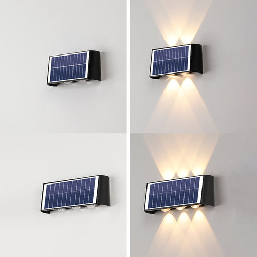 Luvikno | Lumiora Moderne Solar-LED Vegglampe for Utebruk | Rektangulært Design | IP56 Vanntett | Ulike Størrelser og Lys Intensiteter