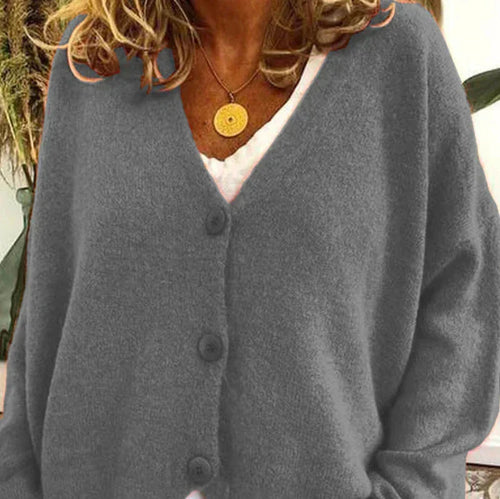 Luvik | Stilig høstfylt ensfarget avslappet genser til damer