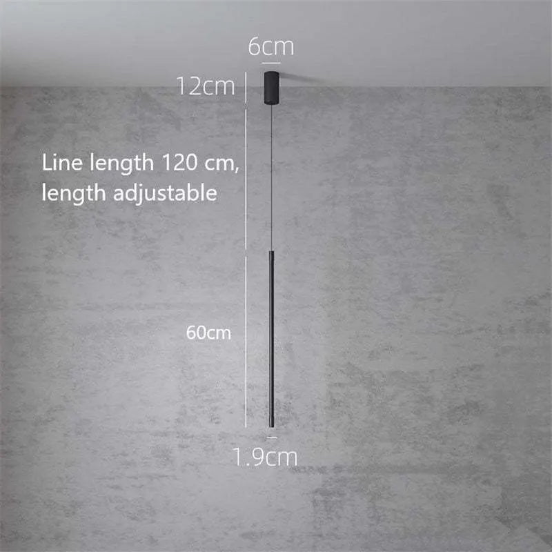 Pendellampe Slim Svart Metall Soverom Lampen Luvikno