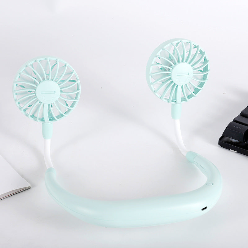 Unisex nan tragbar nakkevifte med doble fleksible vifter og oppladbart batteri Luvikno