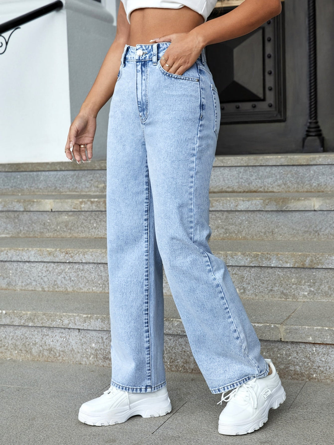 Luvik | Ensfargede dames jeans