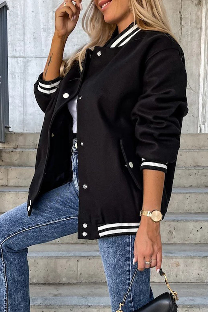 Luvik | Street Farge Estetikk Spenne Kontrast O Hals Jakke (4 Farger)
