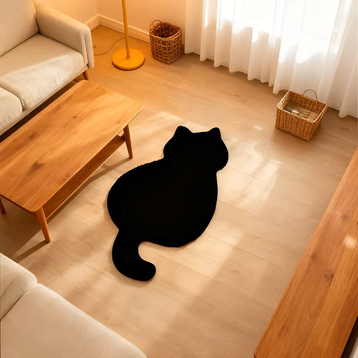 Mindre teppe i katteform – Mykt og koselig | Perfekt for sofa, hylle eller kommode | Luvikno
