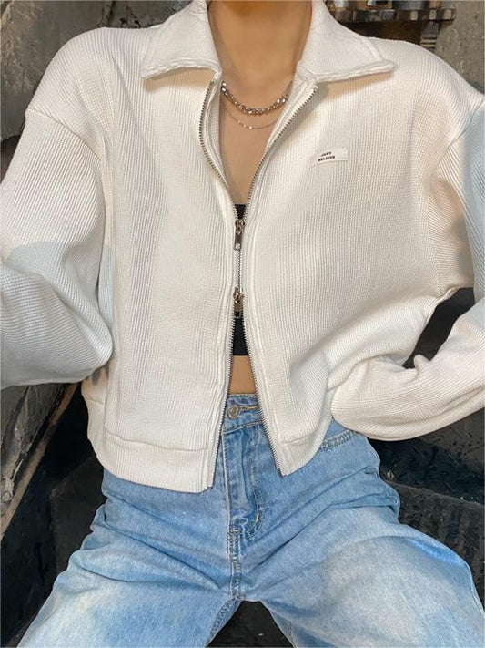 Luvik | Up Crop Takki Valkoisena ja Harmaana