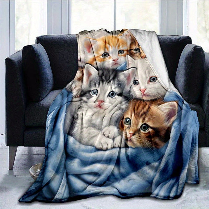 FluffyCat – Myke flanelltepper med kattetrykk Luvikno