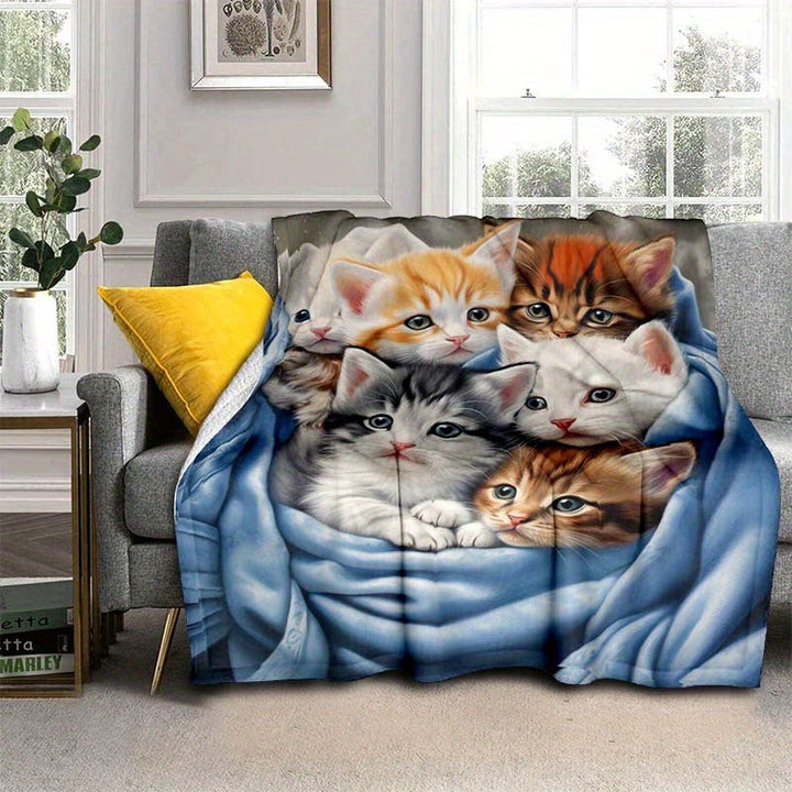 FluffyCat – Myke flanelltepper med kattetrykk Luvikno