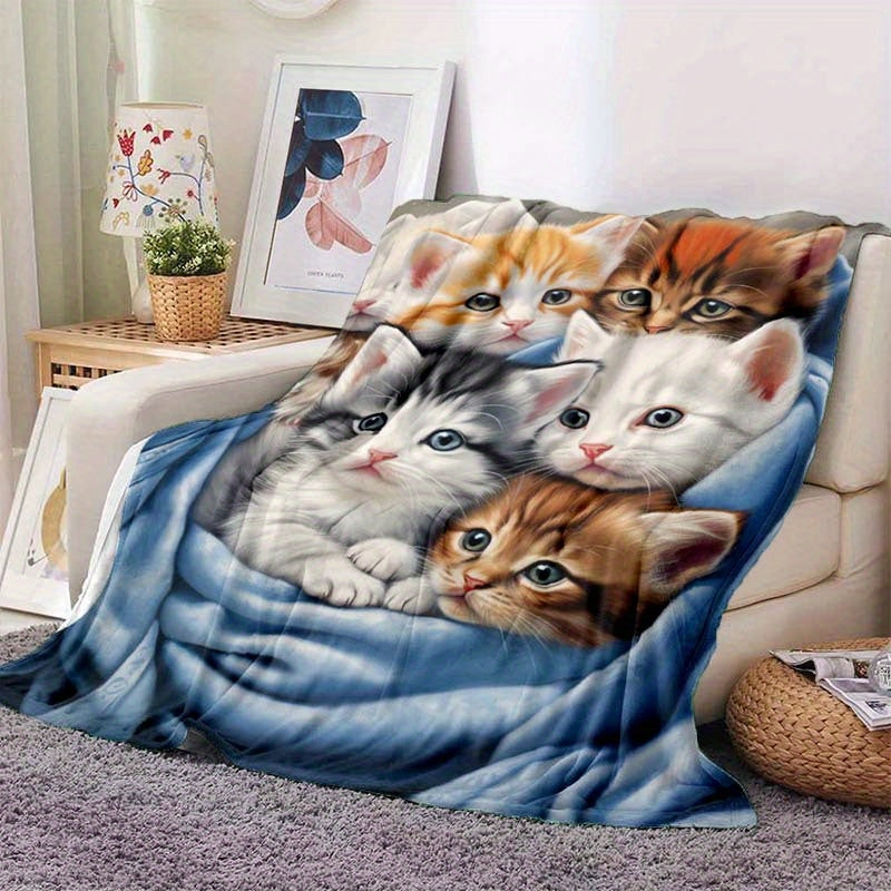 FluffyCat – Myke flanelltepper med kattetrykk Luvikno