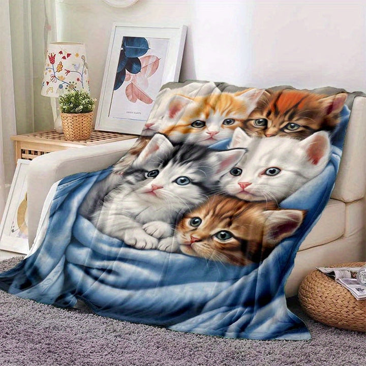 FluffyCat – Myke flanelltepper med kattetrykk Luvikno