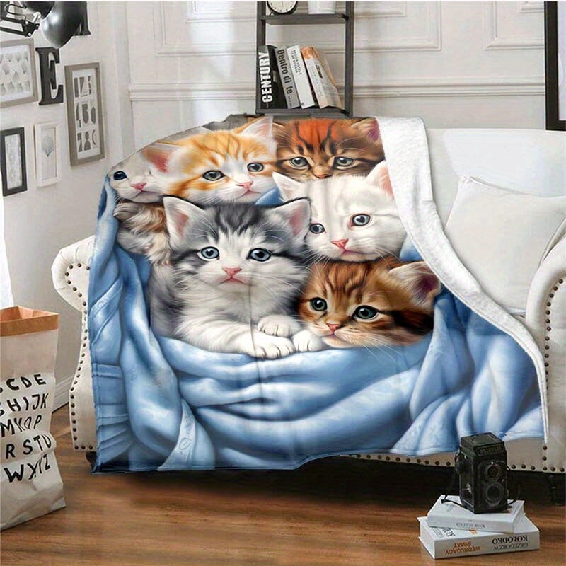 FluffyCat – Myke flanelltepper med kattetrykk Luvikno