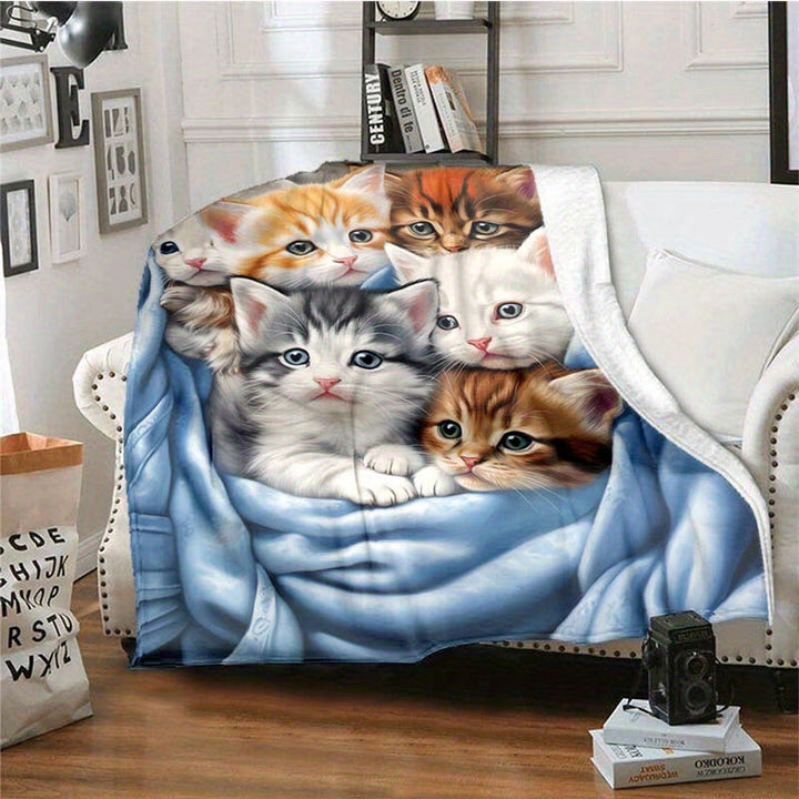 FluffyCat – Myke flanelltepper med kattetrykk Luvikno