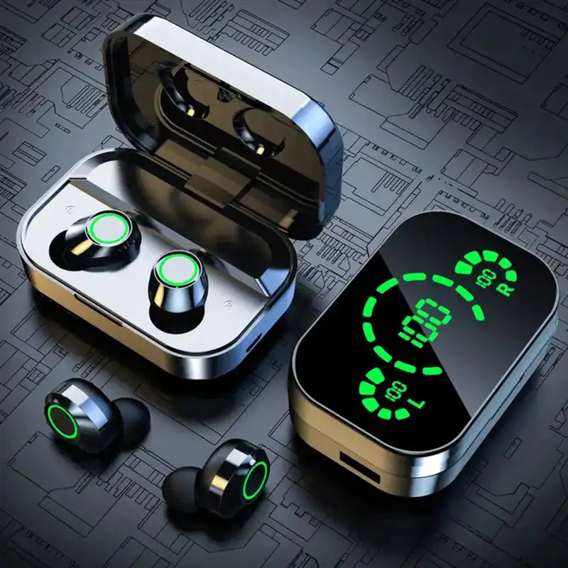 Luvikno | Soniq - UltraBass Trådløse Ørepropper – Sporty In-Ear Hodetelefoner med Ladeetui