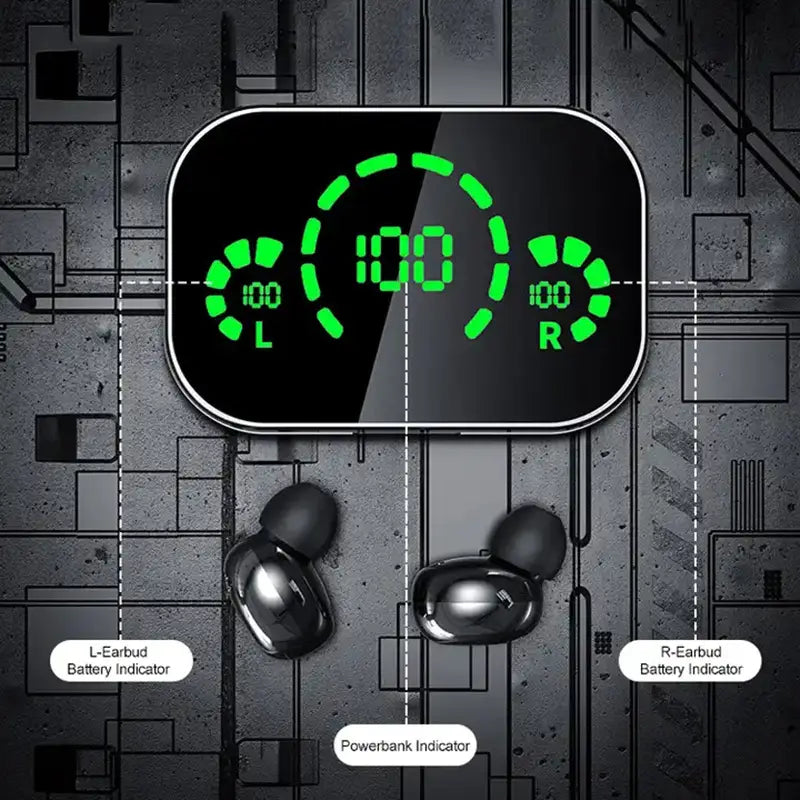 Luvikno | Soniq - UltraBass Trådløse Ørepropper – Sporty In-Ear Hodetelefoner med Ladeetui