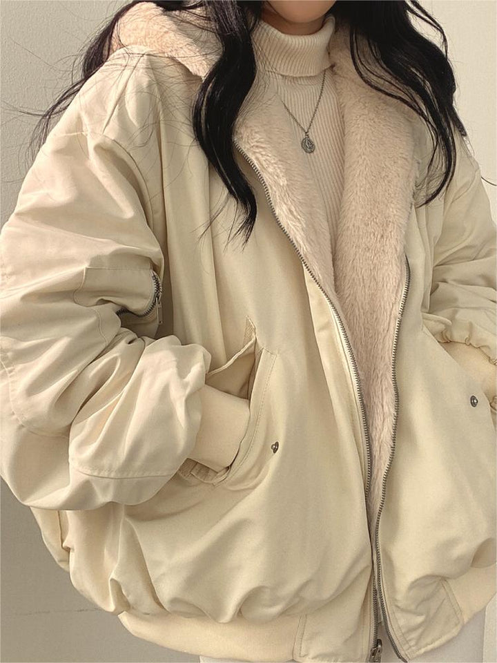 Luvik | Oversized svart fleece-jakke med hette
