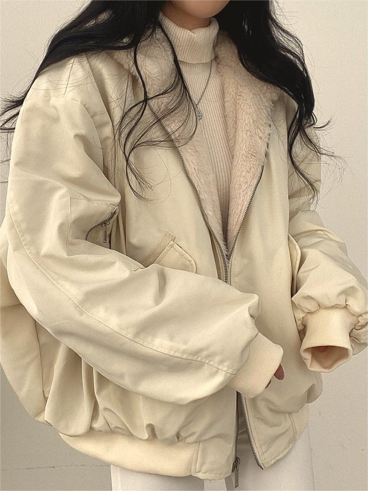 Luvik | Oversized svart fleece-jakke med hette
