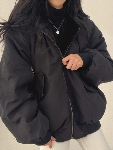 Luvik | Oversized svart fleece-jakke med hette