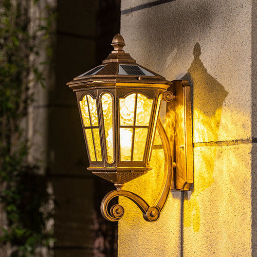 Europeisk sol utendørs lanterne aluminium glass vanntett 1-lykt vegg lampe | Luvikno