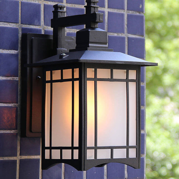 Moderne vanntette solcelle aluminiums kinesisk paviljong form 1-ledd vegglampe | Luvikno
