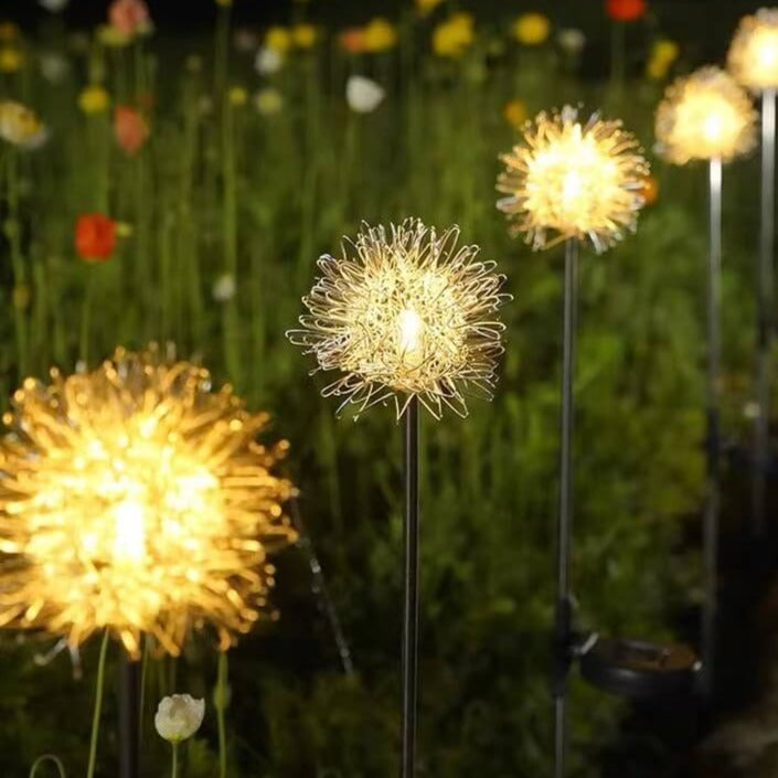 Solar Dandelion Aluminiumtråd Globe Lys LED Utendørs Vanntett Luminøs Hageinnsetting Bakkelys Landskapslys | Luvikno