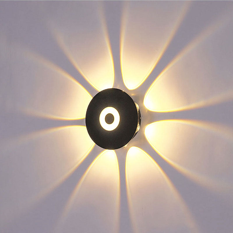 Moderne skandinavisk aluminium rund skjerm LED vegglampe for utendørs patio | Luvikno