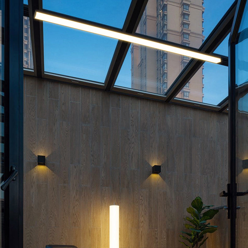 Moderne Minimalistisk Lang Rektangulær Aluminium PC LED Takmontert Lys For Utendørs Patio | Luvikno