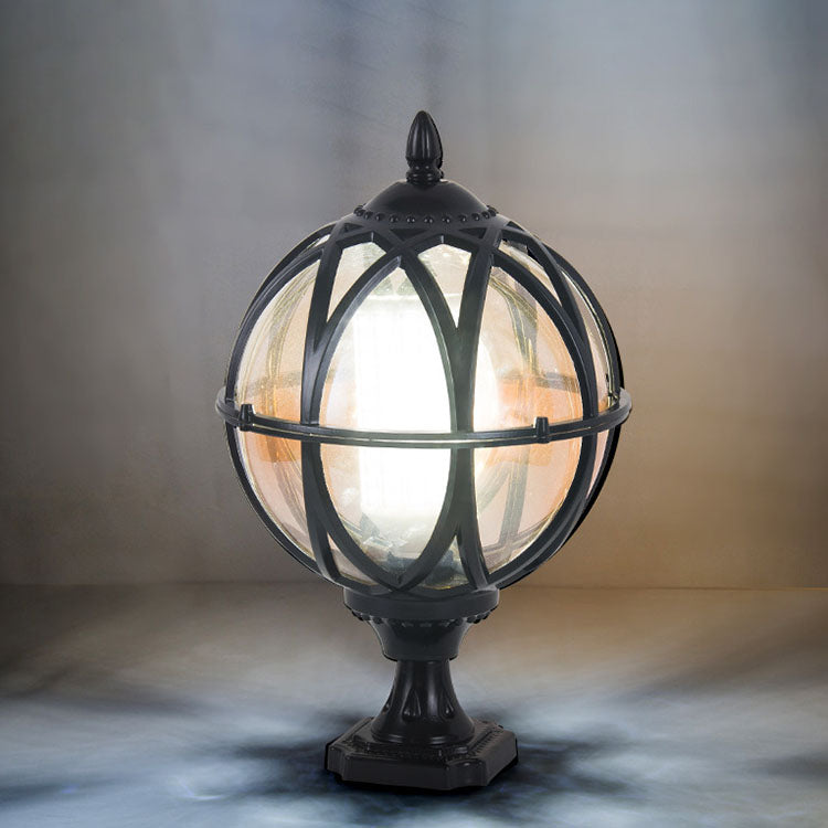 Tradisjonell kolonial globe glass aluminium 1-lys utendørs lys for hage | Luvikno