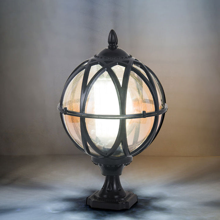 Tradisjonell kolonial globe glass aluminium 1-lys utendørs lys for hage | Luvikno