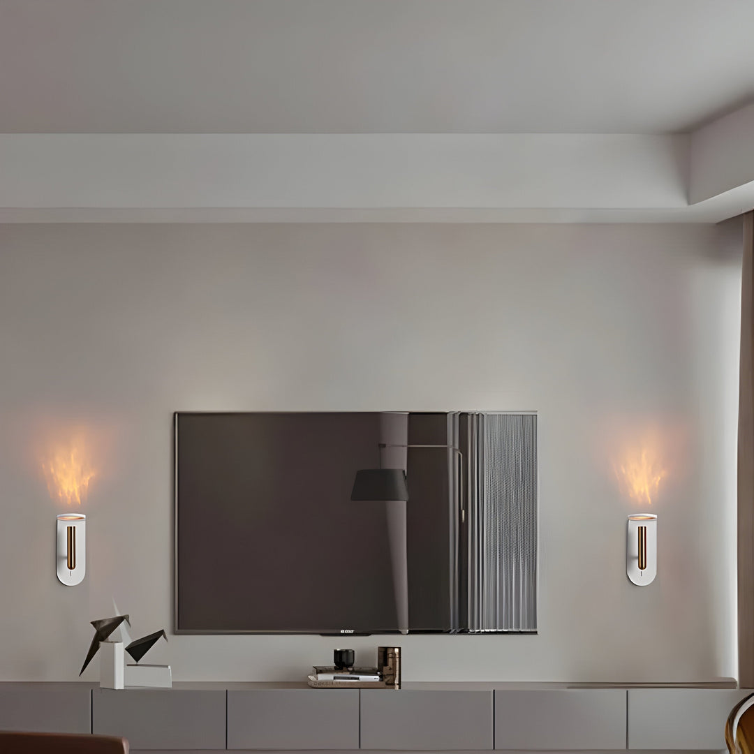 Justerbar nordisk LED-vegglampe med flammeeffekt Luvikno