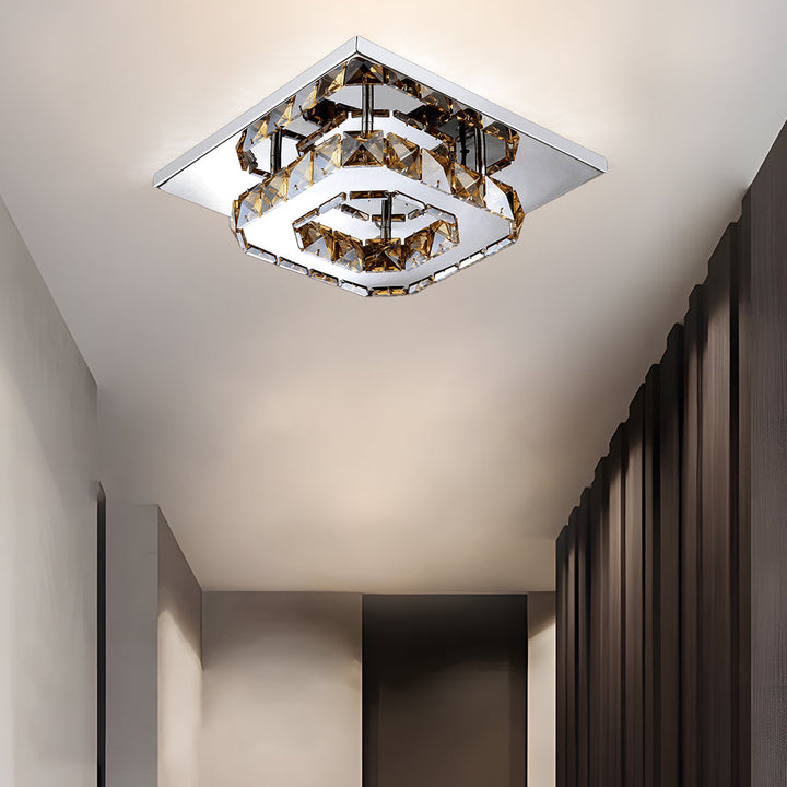 Taklampe Krystall LED Moderne Innfelt Armatur Luvikno