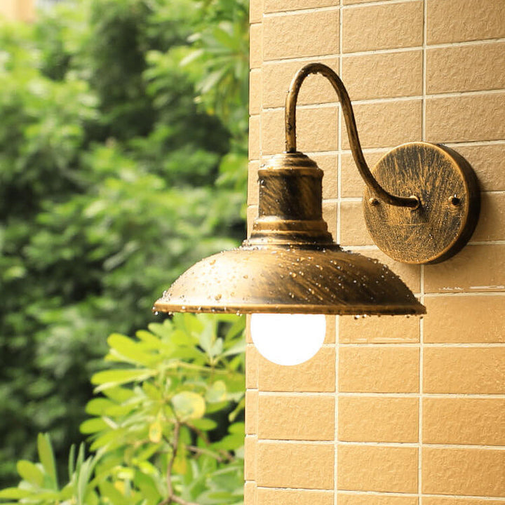 Retro Loft Dome Jern Utendørs Vanntett 1-Lyskilde Buet Arm Vegglampe | Luvikno