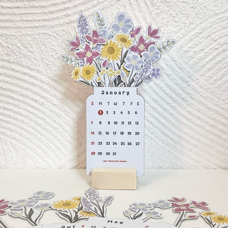 2024 Bloomy Flowers skrivebordskalender | Luvikno