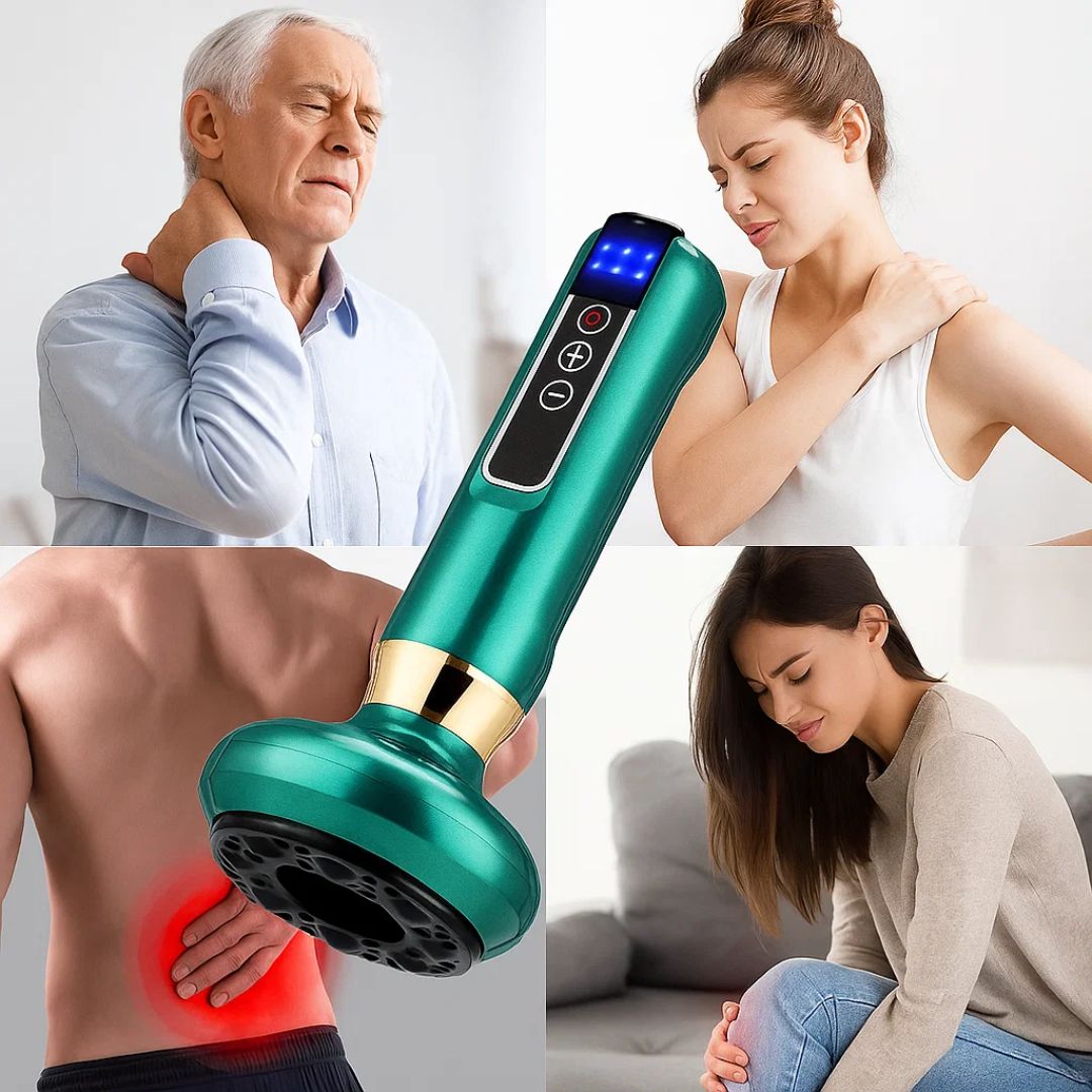 TheraPulse | Elektrisk cuppingmassasje – Vakuum Gua Sha, varmebehandling og justerbart sug for smertelindring og lymfatisk drenering Luvikno