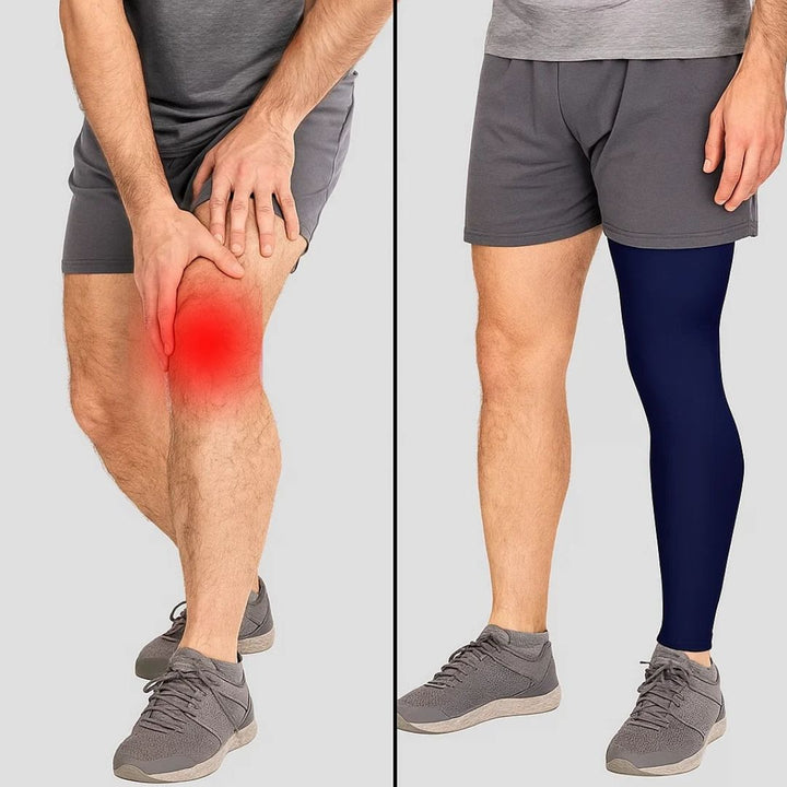 FlexiRelief | Full Leg Compression Sleeve – Knee Support – Graduert Trykk – Smertelindring – Gjenoppretting – Hevelse Reduksjon Luvikno