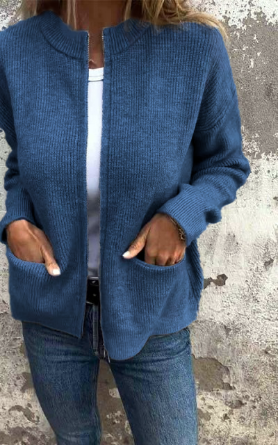 Luvik | Neuletakki - Pyöreä kaulus & Vetoketju - Pehmeä puuvilla