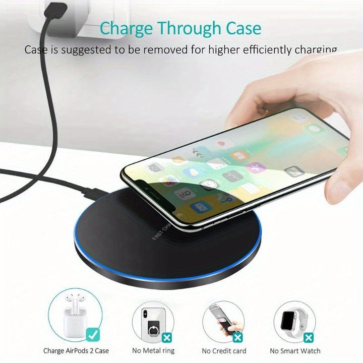 Luvikno | Rask Trådløs Lader – 15W Induksjonsladestasjon for iPhone og Android-enheter, Stilrent Design, Kabel-Fri Bekvemmelighet