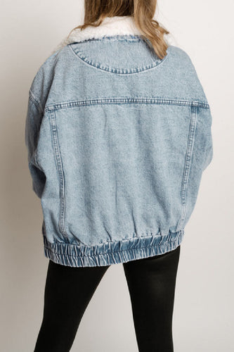 Luvik | Solid Patches Krage Langermet Normallengde Denim-jakke