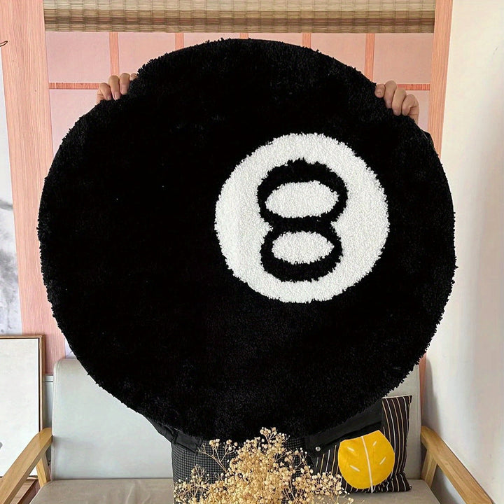 8 Ball Billard Rundt Gulvmatte – Ikke-glidende Teppete for Stue, Bad & Dekorasjon | Tilgjengelig i Størrelser | Luvikno
